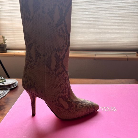 Paris Texas Leather Midi Calf Boot Faded Python Size 38.5 (7.5) US MSRP $775 - Picture 8 of 10